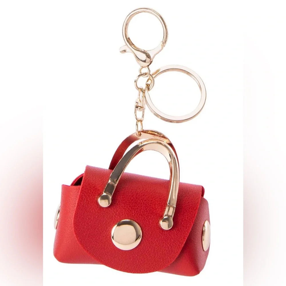 NWT Red Mini Bag Bag Charm / Keychain great for ear buds, coins, chapstick, etc